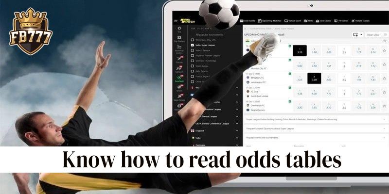 Know how to read odds tables