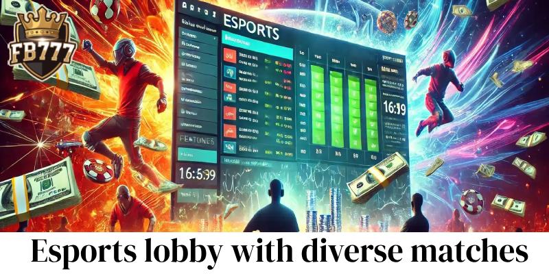 Esports lobby with diverse matches